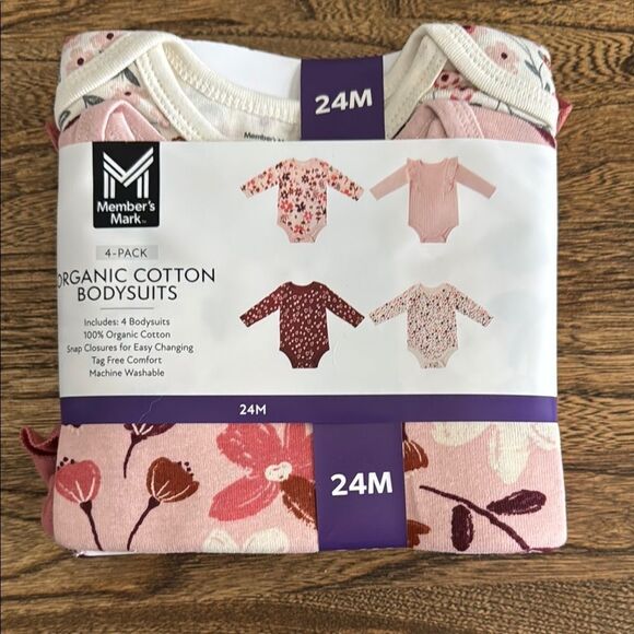 Member's Mark Pink Floral Baby Bodysuits - Picture 1 of 2